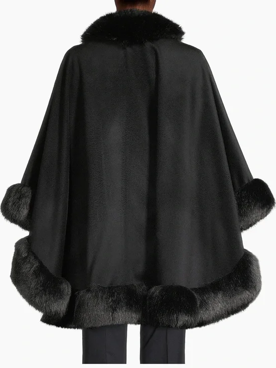 NWT Sofia cashmere fox fur lined cashmere cape - Picture 2 of 4